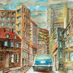 Joanna Rzeźnik - Dzień I, akwarela, papier, 42 x 29,5 cm, 2018 r.