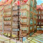 Joanna Rzeźnik - Letni dzień, technika własna, akwarela, papier, 18 x 24 cm, 2018 r.