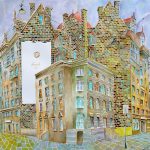 Joanna Rzeźnik - Pomiędzy światłami, technika własna, ecoline, 41 x 29 cm, 2018 r.