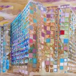 Joanna Rzeźnik - W labiryncie uliczek, technika własna, karton płócienny, 59,5 x 44,5 cm, 2017 r.