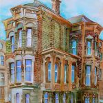 Joanna Rzeźnik - Willa I, technika własna, ecoline 21 x 29 cm, 2018 r.