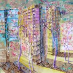 Joanna Rzeźnik - Za oknem wiosna, technika włąsna, papier, 69 x 49,5 cm, 2017 r.