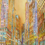 Joanna Rzeznik - Bezchmurny dzień, akwarela-technika własna na papierze, 21x29,5 cm, 2018