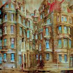 Joanna Rzeźnik - Kąt nieba, technika mieszana, ekoline, 69x50 cm, 2018 r