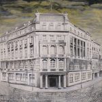 Joanna Rzeźnik - Bank cukrownictwa, cykl Powidoki, olej, płótno, 80 x 80 cm, 2015 r.