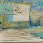 Joanna Rzeznik - Miasto, szkic malarski akryl na papierze, 34 x 24 cm, 2016 r