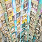 Joanna Rzeźnik - Deszczowy wieczór, technika własna papier, 25 x 34,5 cm, 2017 r