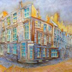 Joanna Rzeźnik - Przedmieścia, olej tech własna płyta PCV 70 x 49 cm, 2019 r