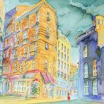 Joanna Rzeźnik - Lato - Słoneczne popołudnie Cykl Pejzaż miejski Powidok Tech własna ecoline f wodne 40 x 30 2019