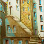 Joanna Rzeźnik - Południowe światło olej płótno Cykl powidok pejzaż miejski weduta 13 x 18 2018