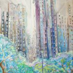 Joanna Rzeźnik - Tajemniczy ogród, Cykl Weduta, Pejzaż miejski - Powidok, olej, płótno tech własna 50 x 70, 2019