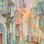 Joanna Rzeźnik - Kocie spacery - Cykl Weduta, Transparentność - Tech własna, akwarela - 30 x 41,8 cm, 2020 r