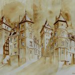 Joanna Rzeźnik - Pałac 2, tech. własna papier, 30 x 21 2018 szkic