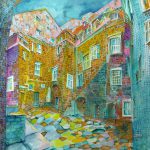 Joanna Rzeźnik - Wieczór w zamku - Technika własna, płótno na płycie, 44,5 x 55 cm 2019 r