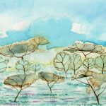 Joanna Rzeźnik Las - kompozycja nr 3 Cykl motywy przyrody akwarela tech własna papier 24 x 18 2020