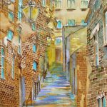 Joanna Rzeźnik Miasto po burzy, akwarela, tech własna, 21 x 29, 2018