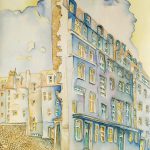 Joanna Rzeźnik - Z widokiem na dziedziniec - Weduta - Pejzaż miejski - Powidok - Akwarela, tech własna, 23,5x30 cm, 2020 r