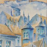 Joanna Rzeźnik - Zachód słońca III - Weduta - Cztery pory roku - Akwarela, tech własna, 18x24 cm, 2020 r