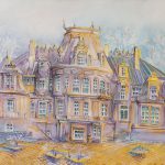 Joanna Rzeźnik Zimowa aura Cykl Weduta Pejzaż miejski Powidok tech własna akwarela eoline 40 x 30 2019