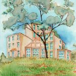 Joanna rzeznik Laka pod miastem cykl modernizm w architekturze akwarela ecoline tech wlasna 18 x 24 2020