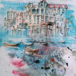 Joanna_Rzeźnik - Śpiące miasto - Cykl II Przeźroczystość - Akwarela, tech własna, 29,5 x 40 cm, 2020 r