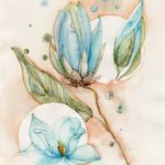 Joanna Rzeźnik - Błękitna Magnolia - kompozycja nr1 - 17,5x23,5cm, 2020 r