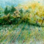 Joanna Rzeźnik - Las - Cykl Kartki Pamiętnika - Szkicownik, tech własna, akwarela 21 x 14 cm, 2020 r