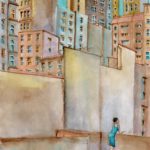Joanna Rzeźnik - W ciszy Cykl Wedyta Pejzaż miejski Powidok - Akwarela, tech. własna, Papier, 14, 5 x 20,5 cm, 2020 r