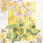 Joanna Rzeźnik Fiołki alpejskie Motyw fioletowy 1,2 Cykl Motywy natury akwarela papier 300m2 23,5 x 29,5 2021