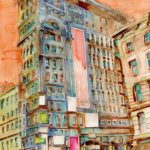 Joanna Rzeźnik - Galeria Handlowa, Cykl Weduta Pejzaz miejski Powidok - Tech. własna, akwarela, 21 x 29,5 cm, 2018 r.
