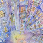 Joanna Rzeznik Gdy miasto nie śpi Cykl Baśniowe Światy akwarela, papier 21 x 29,5 cm, 2021 r.