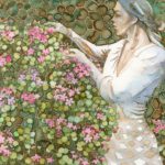 Joanna Rzeznik Kot w pelargoniach akwarela, papier 37,5 x 29 2021