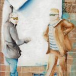 Joanna Rzeźnik Panowie olej na płótnie 16,5 x 25,5 cm cm, 2021 r.