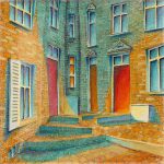 Joanna Rzeźnik - Blask Cienia - Cykl Weduta, Pejzaż miejski, Powidok, olej, płótno, 20 x 20 cm, 2021 r