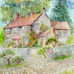 Joanna Rzeźnik - Dom przy kamiennej drodze - Cykl Motywy natury i architektury, akwarela, tech. własna, papier, 23,5 x 29,5 cm, 2021 r