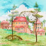 Joanna Rzeźnik - Dzień pełen słońca - Cykl Motywy natury i architektury, akwarela, tech. własna, 25 x 24 cm, 2021 r