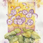 Joanna Rzeźnik - Fiołki, Motyw fioletowy 1,3 - Cykl Motywy natury, akwarela, papier 300m2, 23,5 x 29,5 cm, 2021 r