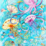 Joanna Rzeźnik - Marząc o czystych morzach - Cykl Basniowe światy, akwarela, papier, 300m2g, 29,5 x 42 cm, 2021 r