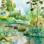 Joanna Rzeźnik - Stawy - Cykl Motyw natury, akwarela, tech. własna, papier, 24 x 30 cm, 2020 r