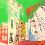 Joanna Rzeźnik - Świat w poludnie - Cykl Weduta, Pejzaż miejski, Powidoki, olej, płótno, 77,5 x 77,5 cm, 2016 r