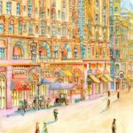 Joanna Rzeznik - Echo dawnego miasta - Cykl Weduta, Pejaż miejski, Powidok, akwarela, tech własna, 24 x 32, 2022