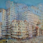 Joanna Rzeźnik - Między jawą a snem - Cykl Weduta, Pejzaż miejski, Powidok, olej na płótnie, 73 x 55 cm, 2019 r