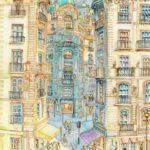 Joanna Rzeźnik - Paryż w kolorze cytrynowej herbaty - Cykl Weduta, Pejzaż miejski, Powidok, akwarela, tech. własna, papier, 24 x 32, 2021