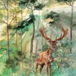 Joanna Rzeźnik - Spotkanie - Cykl Motyw Natury - akwarela, papier 250gm2, 21 x 29,7 cm, 2022 r