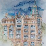 Joanna Rzeźnik - W blasku dnia - Cykl Weduta, Pejaż miejski, Powidok, akwarela, tech. własna, 24 x 32 cm, 2022 r