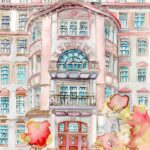 Joanna Rzeźnik - Jesienne odcienie słonecznego dnia - Cykl Weduta, Pejaż miejski, Powidok, akwarela, tech. własna, 24 x 32, 2022