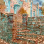 Joanna Rzeźnik - Jesienny dzień z widokiem na z zamek - Cykl Weduta, Pejaż miejski, Powidok, akwarela, tech. własna, 19 x 29 cm, 2022 r